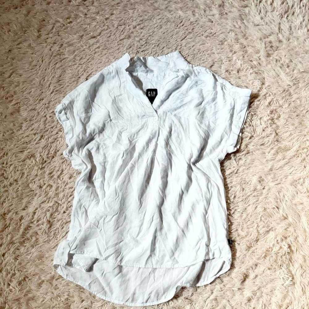 White Gap Minimalist Clean Girl Flowy Beachy Hamptons Quiet Luxury Top Womens L